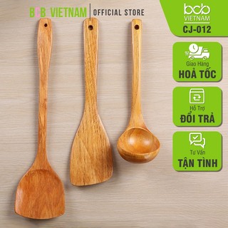 Combo 4 Món Muôi Xẻng Nấu Ăn Gỗ Tự Nhiên Chịu Đươc Nhiệt Độ Cao CJ-012