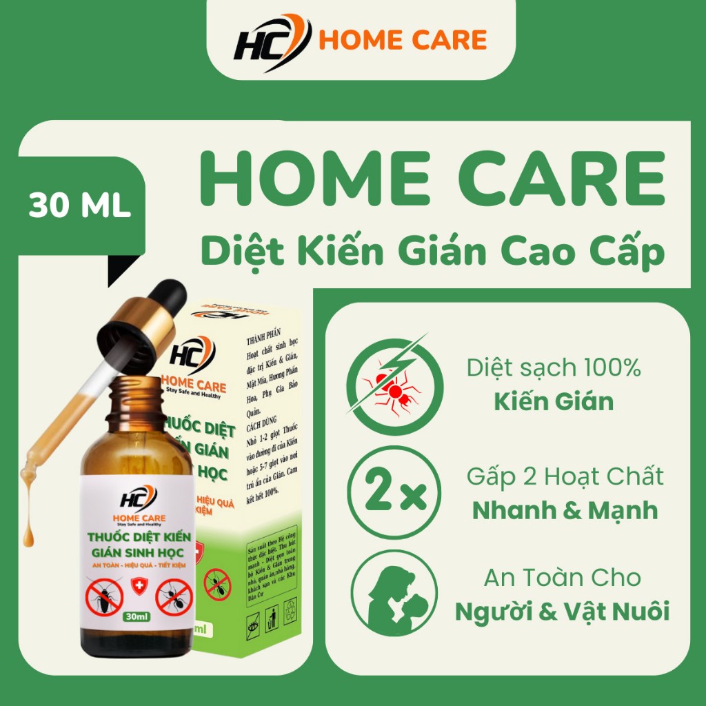 [CAO CẤP] Thuốc Diệt Kiến Gián Home Care Chai 30mL Gấp Đôi Hoạt Chất Sinh Học - An Toàn – Hiệu Quả 100%