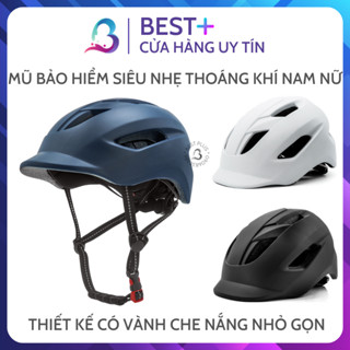 Mũ Nón Bảo Hiểm Siêu Nhẹ Thoáng Khí Có Vành Che Nắng Và Đèn Hậu Nam Nữ Xe Đạp Xe Máy Chơi Thể Thao
