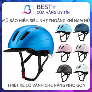 Mũ Nón Bảo Hiểm Siêu Nhẹ Thoáng Khí Có Vành Che Nắng Và Đèn Hậu Nam Nữ Xe Đạp Xe Máy Chơi Thể Thao