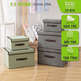 Combo 2 Hộp Vải Đựng Đồ Có Nắp Đậy Xếp Gọn Tiện Lợi Tiết Kiệm Diện Tích LY-014