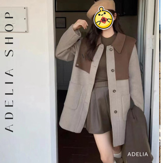 「adelia」áo dạ dáng lửng cổ bẻ phối 2 màu lạ mắt chất dạ cashmere ép lông cừu td298