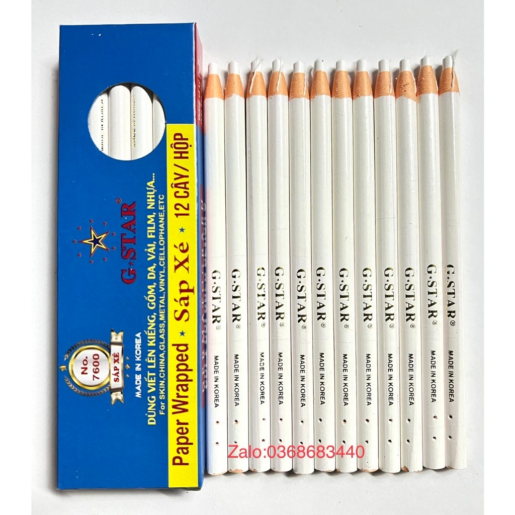 HỘP 12 CÂY SÁP XÉ / CHÌ XÉ GSTAR 7600 (VIẾT LÊN VẢI, KIẾNG, GỐM, DA...)