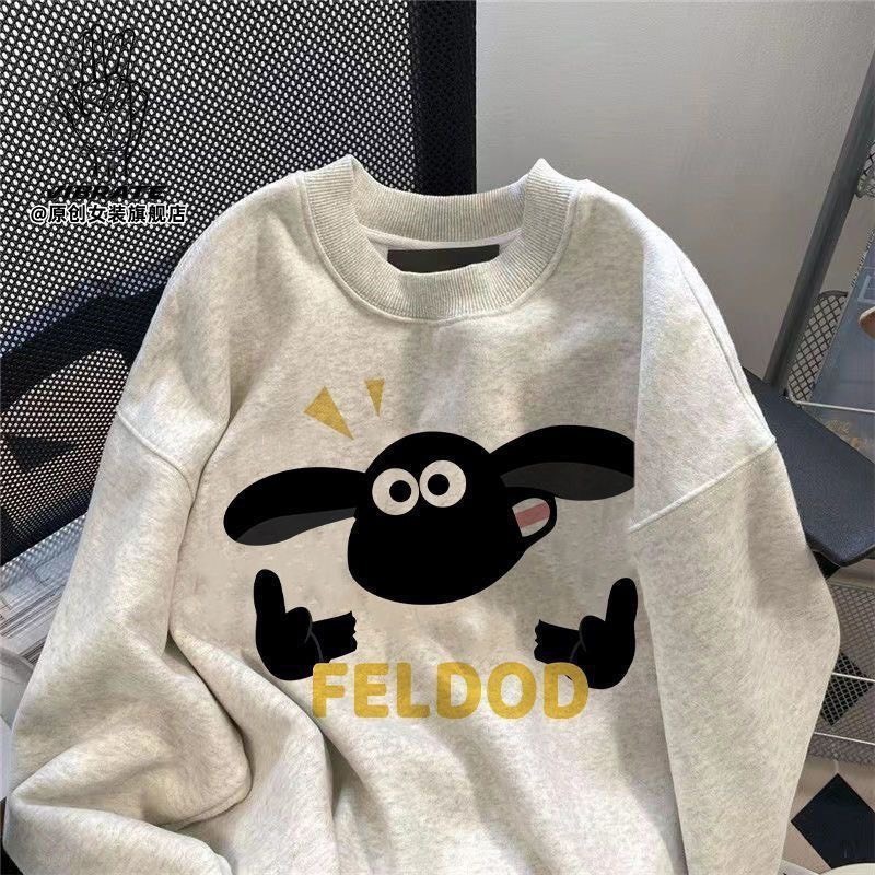 Áo sweater in On Jyrd Unisex -Nỉ bông form rộng tay phồng kiểu dáng đường phố hàn quốc basic peonyb ulzzang