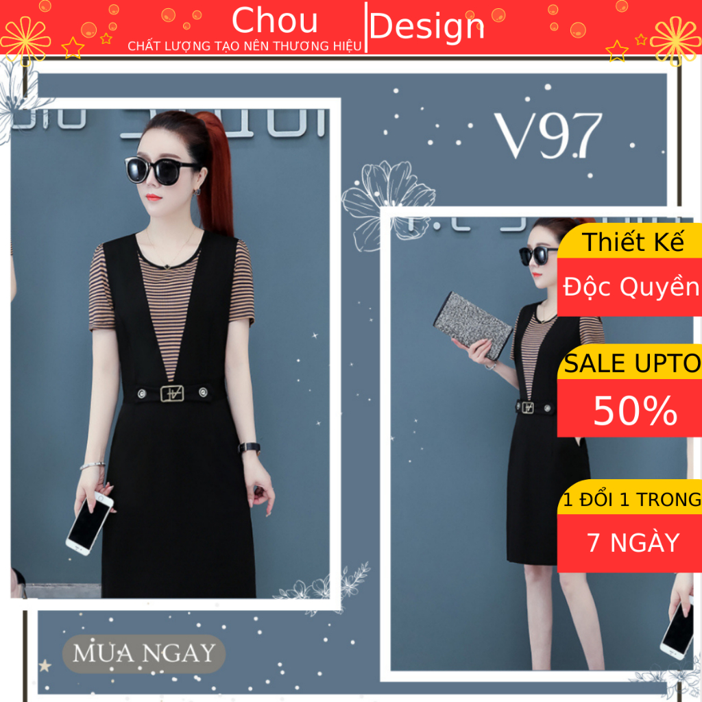 Váy Nữ Thiết Kế Cao Cấp V97, Đầm Thiết kế Cổ Tròn Có Túi Phong Cách Đi Chơi Dự Tiệc