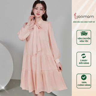  Váy Bầu Đầm Bầu Joamom Babydoll 3 Tầng Xoè Màu Hồng Công Chúa Thiết Kế Thoải Mái Hàn Quốc V383 