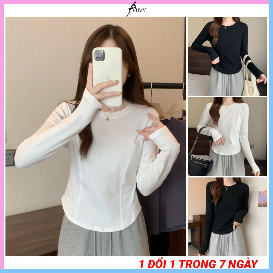 Áo thun nữ tay dài vạt bầu thiết kế xiết eo tôn dáng dễ phối đồ AT32