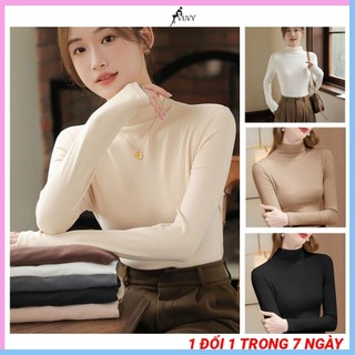 Áo giữ nhiệt nữ cổ 3 phân vải thun gân, Áo thun tay dài nữ dáng ôm AT33