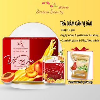 Trà đào giảm cân đông anh giúp giảm cân an toàn, hiệu quả hộp 15 gói tặng kèm detox rau củ cam kết chính hãng 100%
