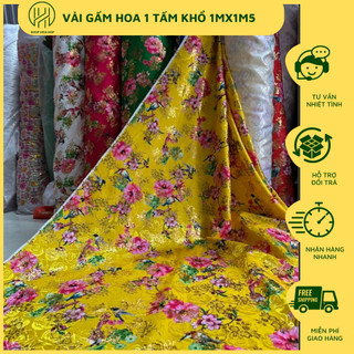 Vải Gấm Hoa 1 tấm khổ 1mx1m5, vải gấm chất liệu dày dặn, co giãn 2 chiều nhẹ, phụ kiện may mặc, trang trí nhiều màu sắc
