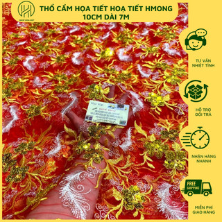 Vải ren thêu hoa kim sa, vải kim sa 1 mét, phụ kiện trang trí, đồ làm thủ công, làm trang phục, khăn trải bàn
