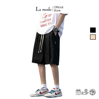 Quần short kaki lửng nam nữ thun đen unisex - la mode