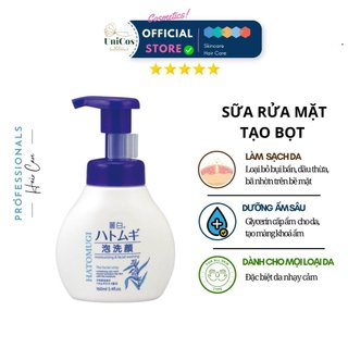 Sữa Rửa Mặt Tạo Bọt Ý Dĩ Hatomugi The Facial Whip 160ml Chai Có Vòi - Bọt Rửa mặt Nhật Bản