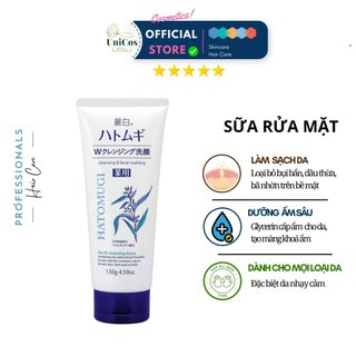 Sữa Rửa Mặt Tẩy Trang Hatomugi Cleansing & Facial Washing Lành Tính - Sữa Rửa Mặt Sáng Mịn Da - Sữa Rửa Mặt Ý Dĩ 130g