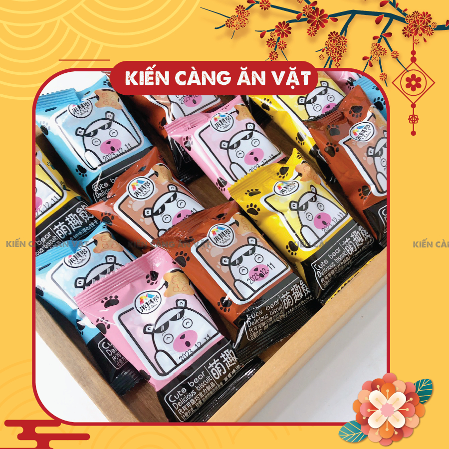 Bánh Gấu Bear mix vị nhân kem Đài Loan vị: Dâu, socola, kem sữa