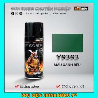 Sơn Samurai màu xanh rêu Y9393 400ml chính hãng, sơn xịt dàn áo xe máy, sơn mâm xe chống nứt nẻ