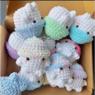 Móc khóa nấm bằng len handmade thủ công