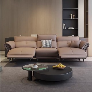 Ghế sofa phòng khách ngả điện, sofa phòng khách đa năng, sofa da cao cấp tích hợp bàn đa năng