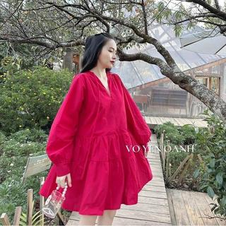 D61 Đầm Nhung Cổ V Tay Dài