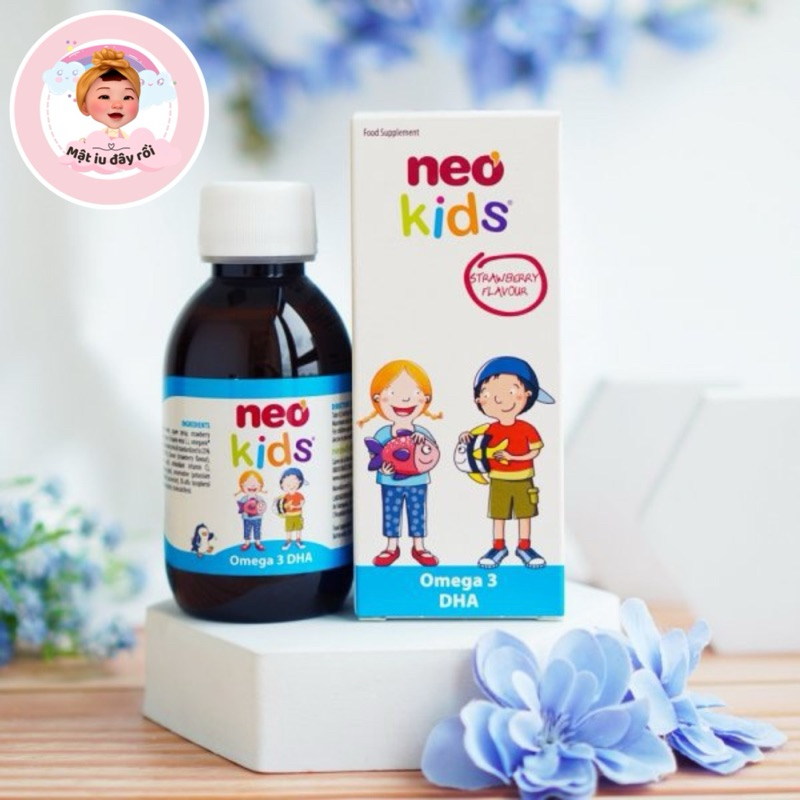 DHA cho bé Neo kids omega 3 DHA cho trẻ sơ sinh, Vitamin D3, A, E giúp phát triển trí não tăng cường thị lực Hộp 150ml