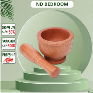 Bộ cối chày gỗ cao cấp size 14cm