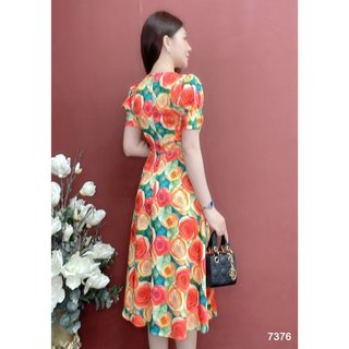 Đầm EMY EM7376 Xoè Hoa Cam