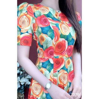 Đầm EMY EM7376 Xoè Hoa Cam