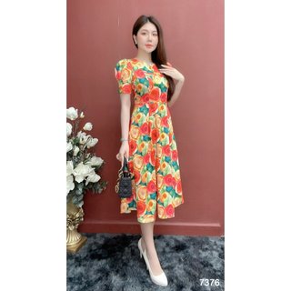 Đầm EMY EM7376 Xoè Hoa Cam