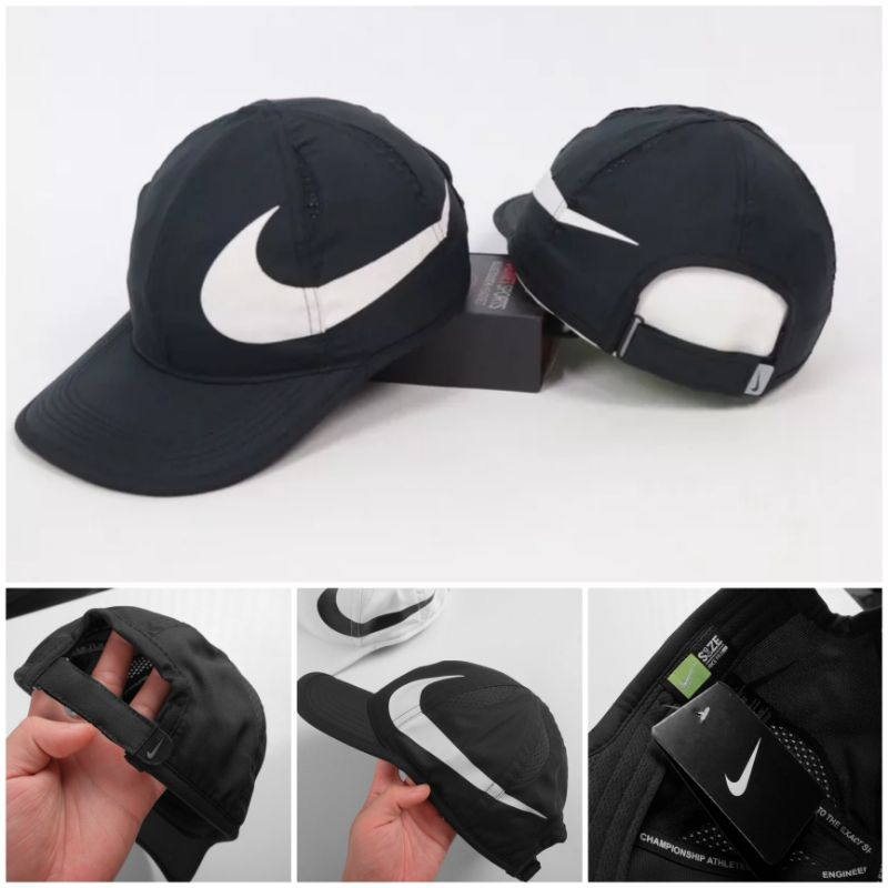NÓN LƯỠI TRAI LOGO N I K E VA POR CHẤT DÙ SIÊU NHẸ LỖ LAZER 2 MÀU ĐEN TRẮNG