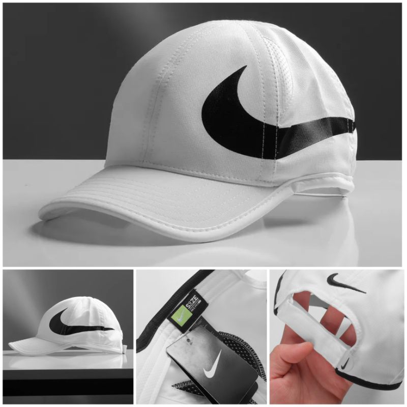 NÓN LƯỠI TRAI LOGO N I K E VA POR CHẤT DÙ SIÊU NHẸ LỖ LAZER 2 MÀU ĐEN TRẮNG