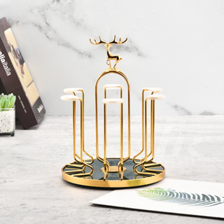 Khay Úp Cốc Ly Tròn Xoay Cao Cấp Inox Mạ Vàng Cao Cấp Sang Trọng Phong Cách Hoàng Gia