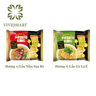  - ACECOOK - Pôtatô King Mì Khoai Tây 2 vị: Lẩu nấm sụn bò và Lẩu gà lá é (85g-89g/gói)/ Mì Potato king