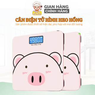 Cân điện tử sức khỏe hình heo hồng xinh xắn, mặt kính chịu lực tối đa 200kg, bảo hành 12 tháng