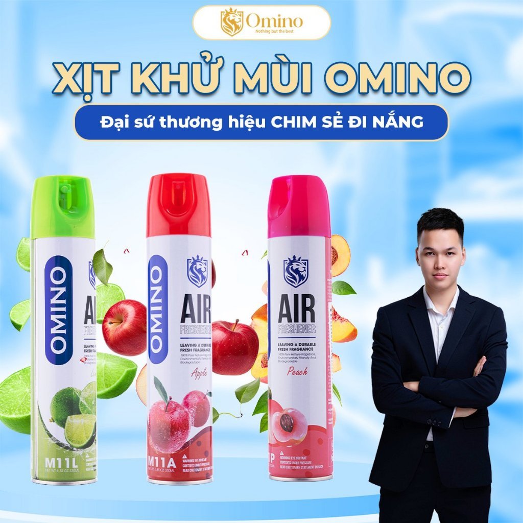 Xịt Thơm Khử Mùi Nội Thất Ô Tô OMINO - Đủ 3 Mùi Hương Táo, Đào, Chanh - Omino Vietnam (300ml)