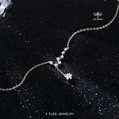 Lắc chân bạc nữ TLEE, Vòng chân chòm sao đính đá lấp lánh TLEE JEWELRY LC0121