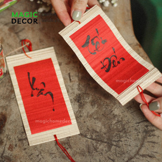 Mành tre trang trí treo ngày Tết có chữ thư pháp decor cực đẹp - Magichomedecor
