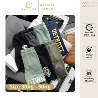 Quần short lưng thun dây rút phối chữ dành cho bé trai