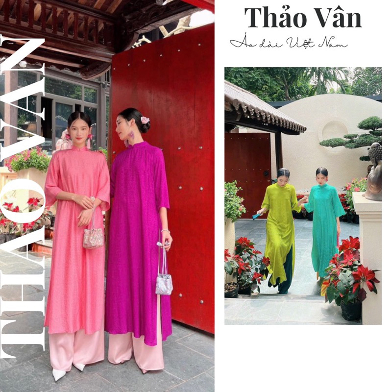 Set Áo Dài Cách Tân Gấm Tơ Xuông Đủ Màu, Dáng Lửng Mặc Lễ Tết, Đi Chơi