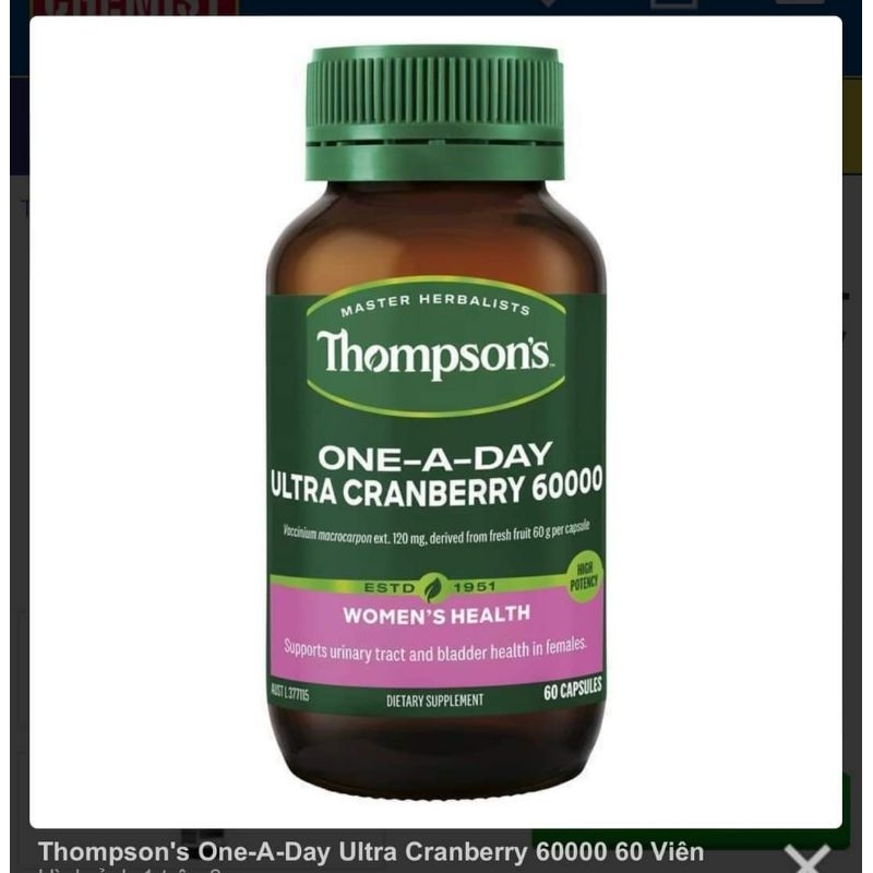 Thompsons One-A-Day Ultra Cranberry 60000