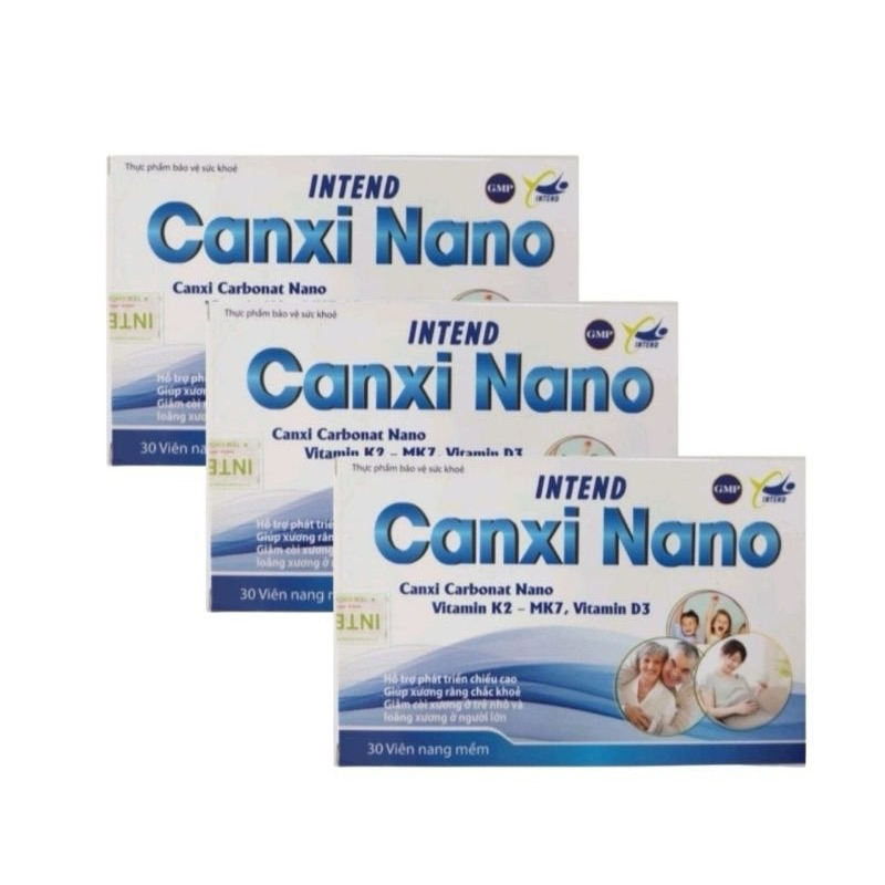 Canxi Nano Intend gồm Vitamin K2- MK7, Vitamin D3 - hỗ trợ phát triển chiều cao.