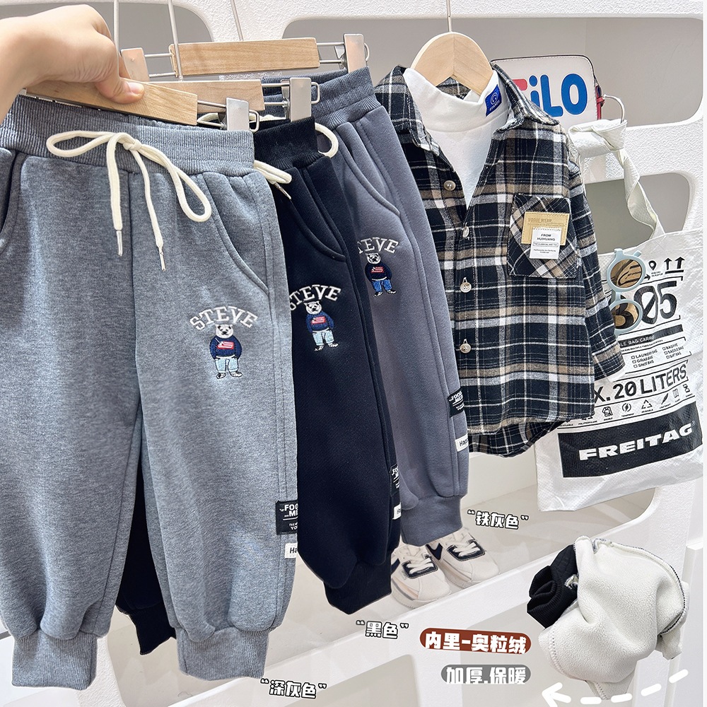 Quần lót lông trẻ em Quảng Châu siêu ấm shop Su kun Quần nỉ lót lông cho bé trai Sukun