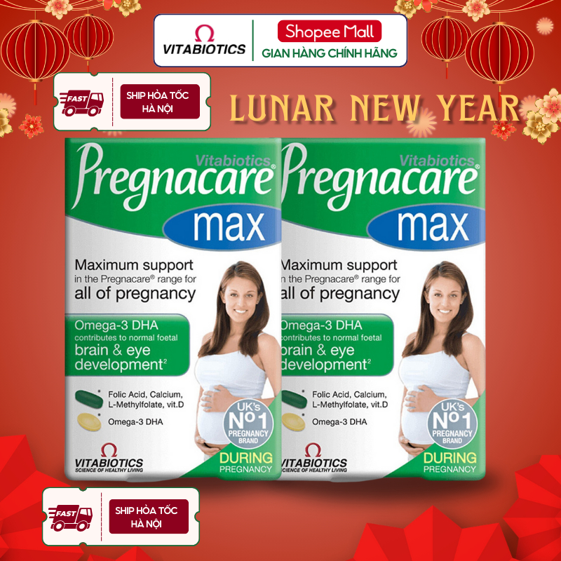 COMBO 2 Hộp Vitamin tổng hợp cho bà bầu Pregnacare Max, bổ sung omega 3, sắt, DHA và các dưỡng chất cho bé, hộp 84 viên