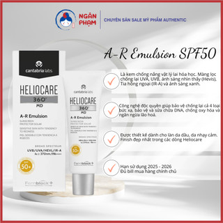 Kem chống nắng heliocare a-r emulsion spf50+ cho da nhạy cảm, dầu mụn, treatment 50ml