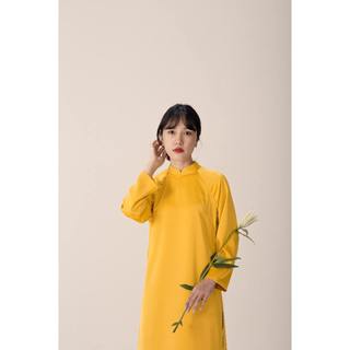 Chicka Chicka - ÁO DÀI lụa tô châu cổ trụ Hà Nội màu vàng (KHÔNG KÈM QUẦN)