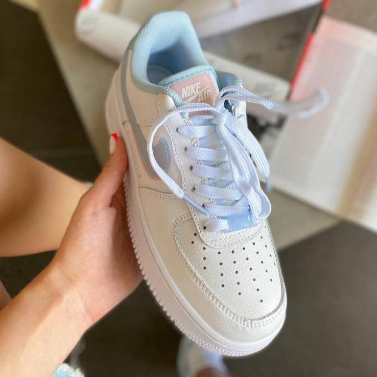 Giày Air Force 1 Low LV8 Double Swoosh Light Armory Blue, Giày AF1 LV8 Xanh Hồng Cho Nữ Full Bill Box