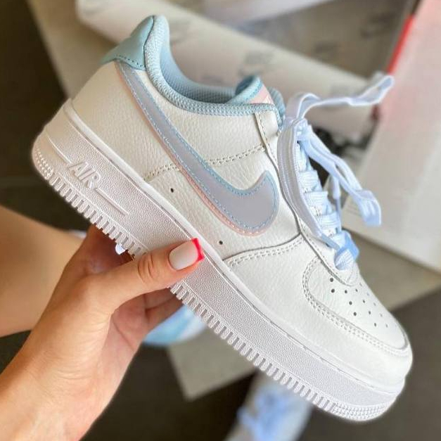Giày Air Force 1 Low LV8 Double Swoosh Light Armory Blue, Giày AF1 LV8 Xanh Hồng Cho Nữ Full Bill Box