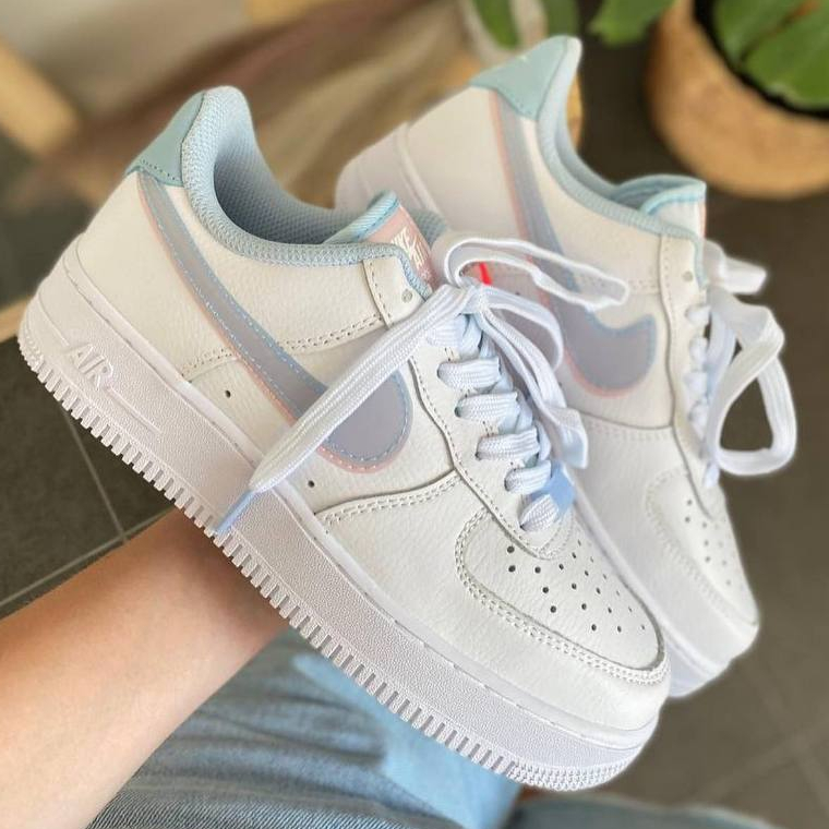 Giày Air Force 1 Low LV8 Double Swoosh Light Armory Blue, Giày AF1 LV8 Xanh Hồng Cho Nữ Full Bill Box