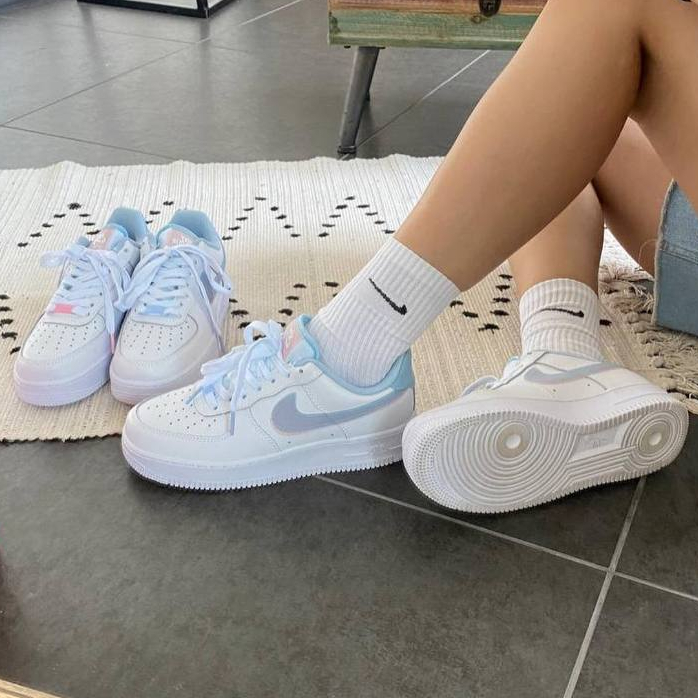 Giày Air Force 1 Low LV8 Double Swoosh Light Armory Blue, Giày AF1 LV8 Xanh Hồng Cho Nữ Full Bill Box