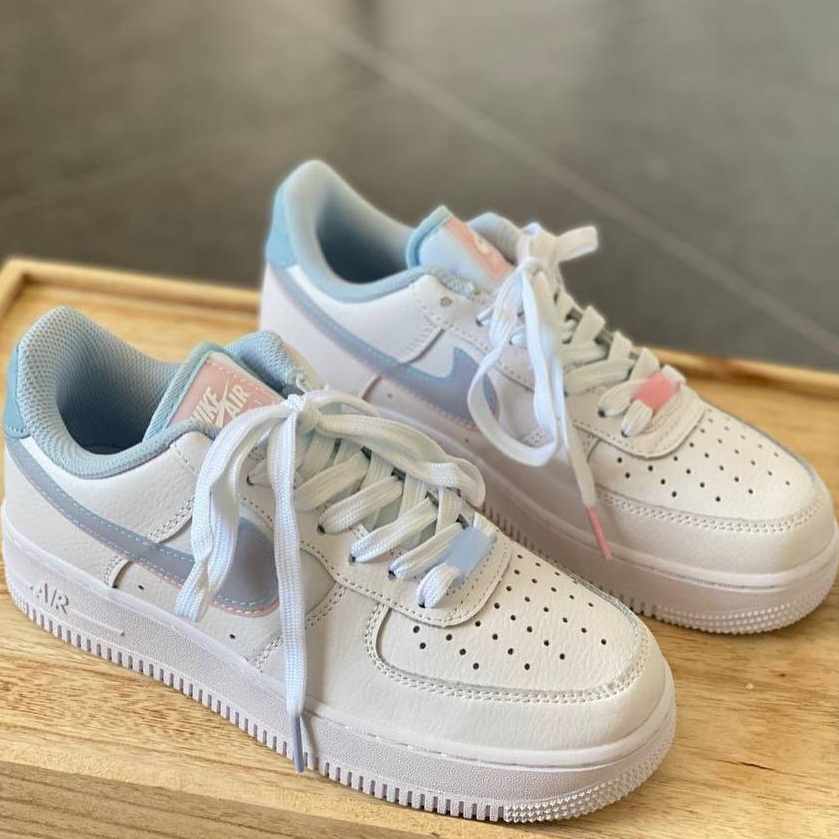 Giày Air Force 1 Low LV8 Double Swoosh Light Armory Blue, Giày AF1 LV8 Xanh Hồng Cho Nữ Full Bill Box