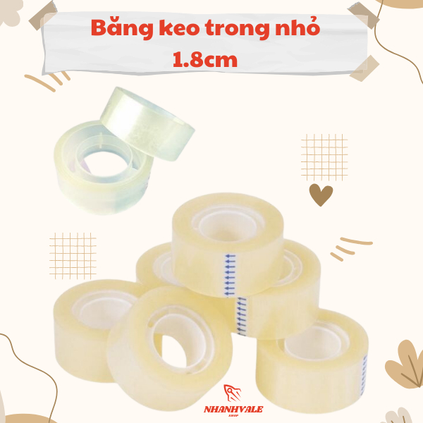 Cuộn băng keo trong nhỏ bản 1.8cm